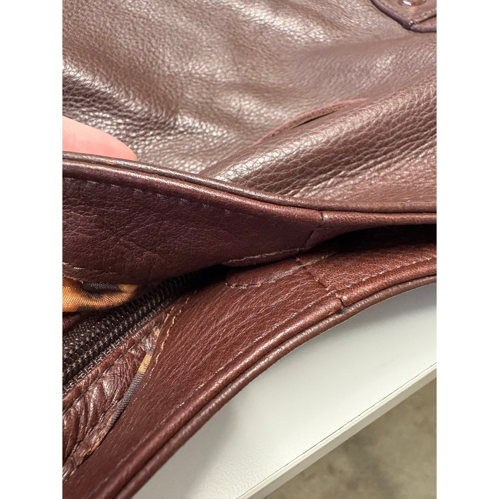 B. Makowsky Brown Leather Studded Crossbody Bag Rose Gold Hardware Pocket - Picture 12 of 12